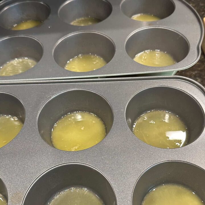 Melted vegan butter in tin