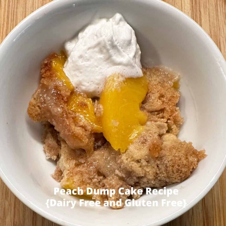 Dairy Free Gluten Free dump cake recipe with title overlay