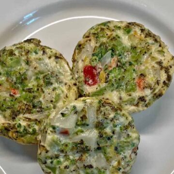 3 Egg White Muffins Recipe with Broccoli in a bowl