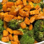 Roasted Broccoli and Sweet Potato Recipe in a bowl