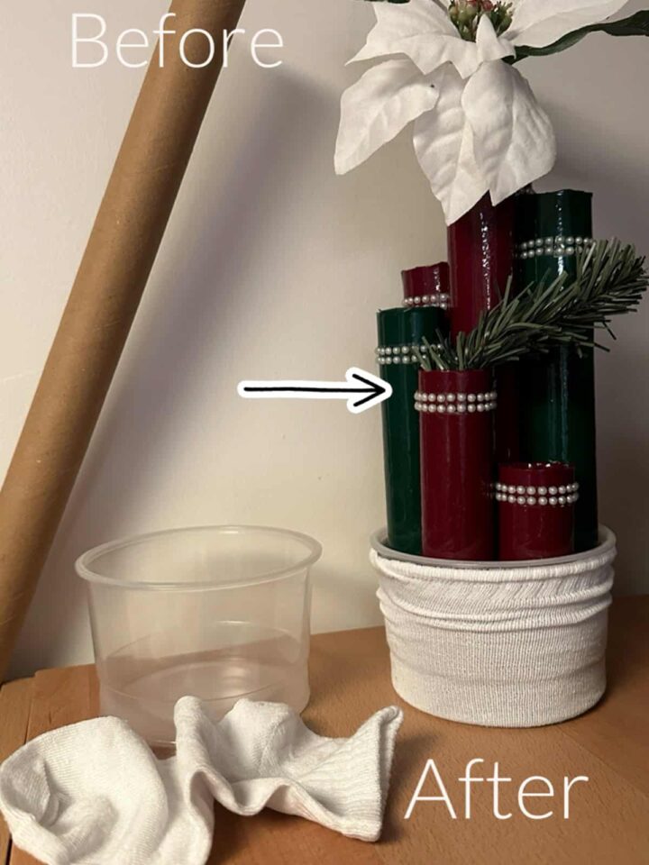 BEFORE and AFTER Toilet Paper Roll Christmas Craft DIY Project Pinterest image