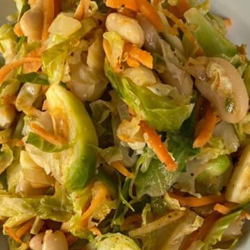 Cooked Brussel sprouts in a bowl