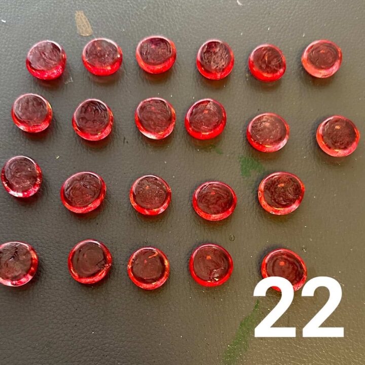 Red Gems for the glass container DIY Project