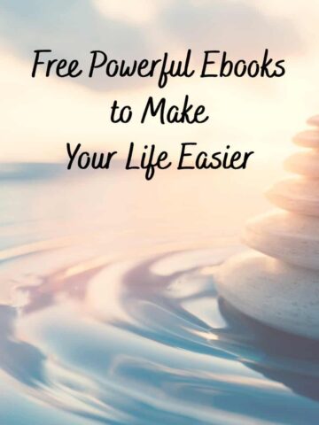 The title Free Powerful Ebooks to Make Your Life Easier and a water ripple effect with sun