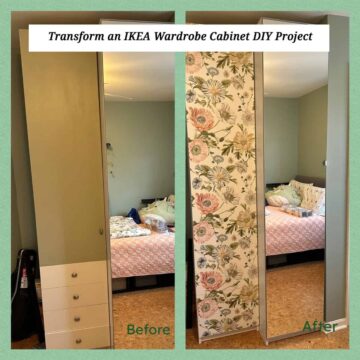 showing a before and after image of the cabinet