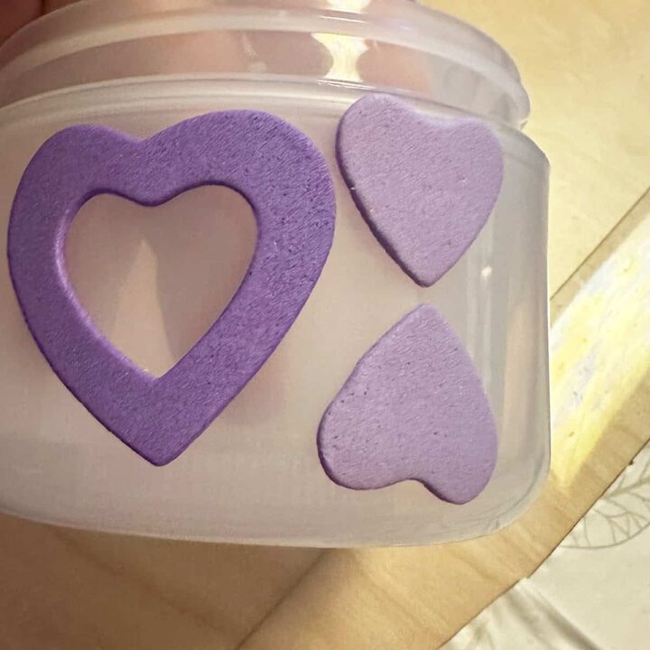 jar with large and small hearts on it