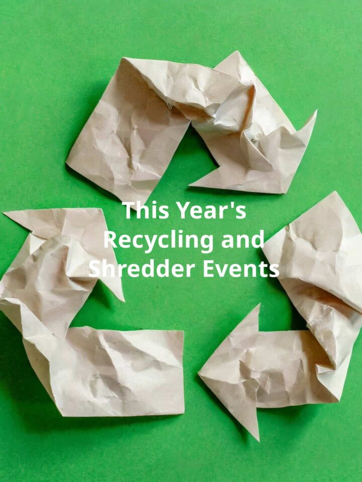 paper recycling symbol with title of post overlay on top pinterest image