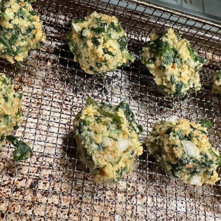 6 Spinach balls on air fryer rack