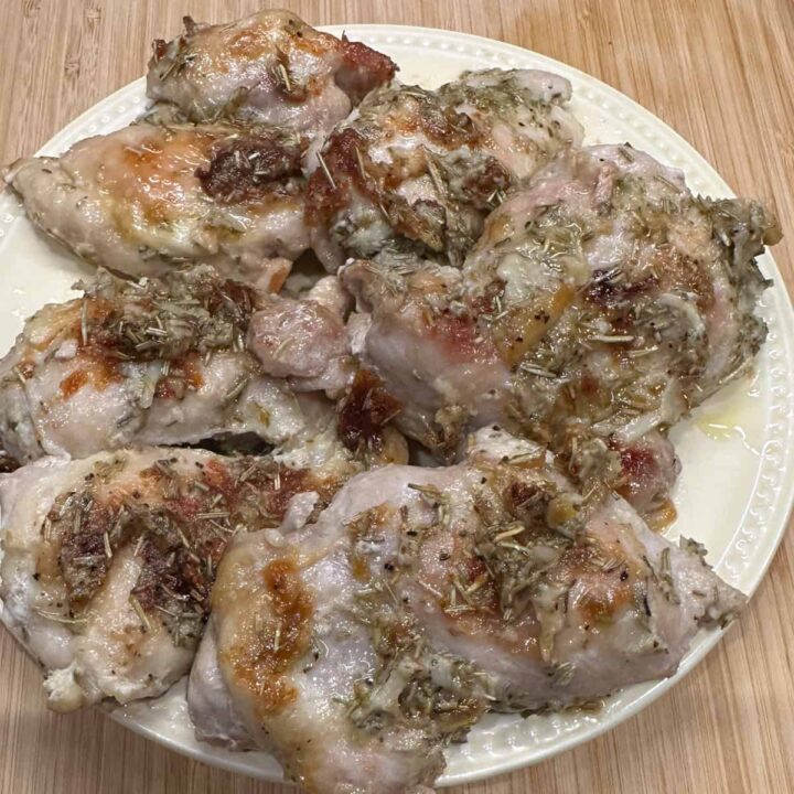 Roasted Garlic Chicken Thighs on a plate