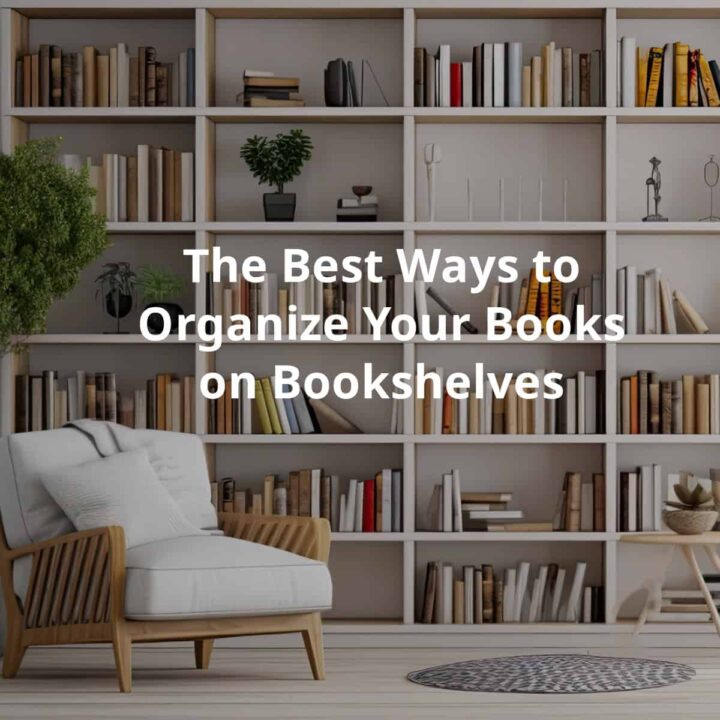 bookcases. chairs and books on it with the title overlay in the center - square image