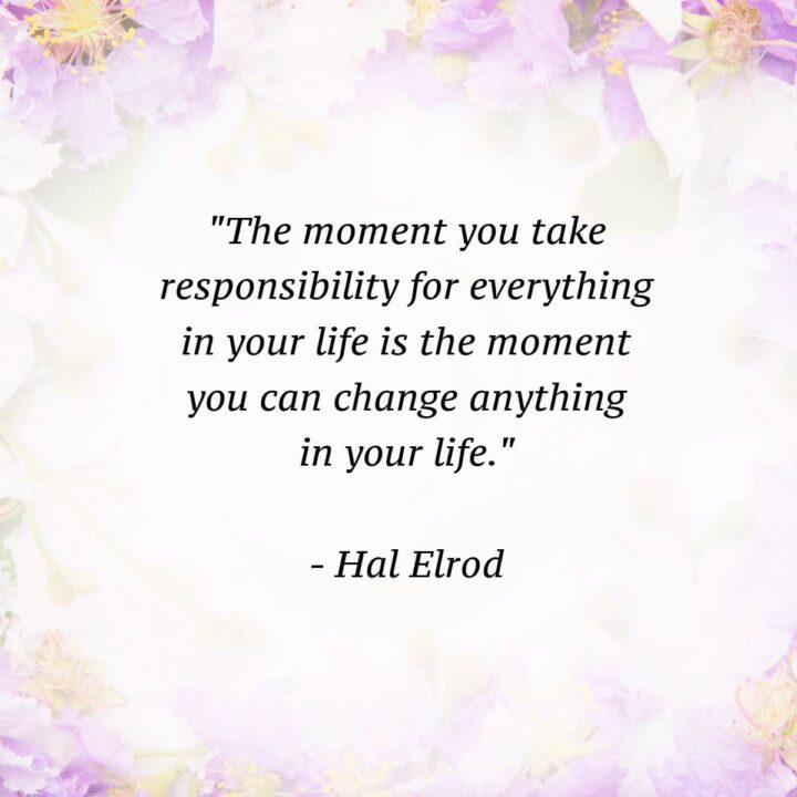 quote in the center of the square - lilac flowers around the outside of the square image