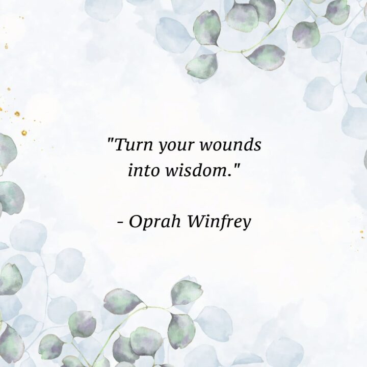 flowers at the top right and bottom left with this quote in the center. square image