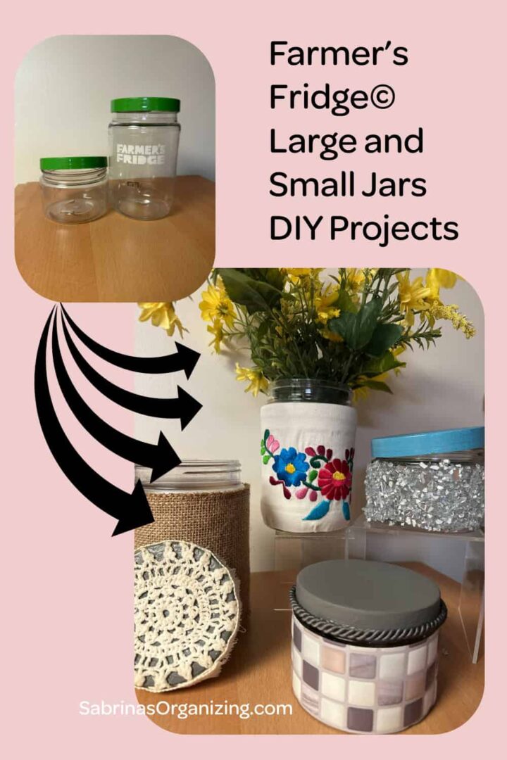 the before and after of all four jars small and large -pinterest image