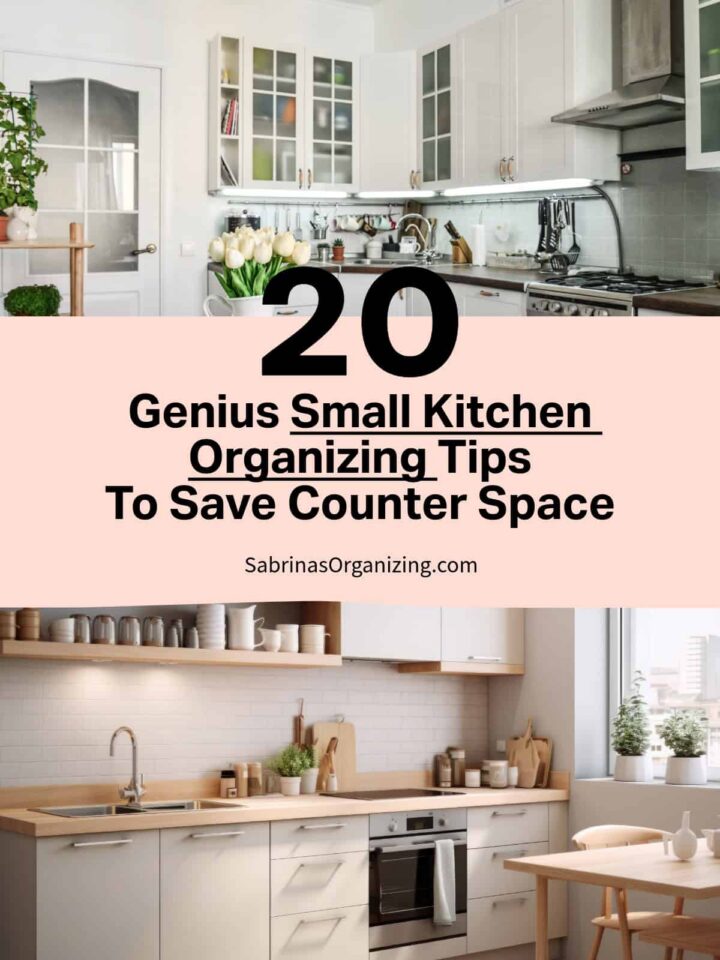 small kitchen image on the top and bottom - title in the center with a large 20 at the top of the title. - pinterest image