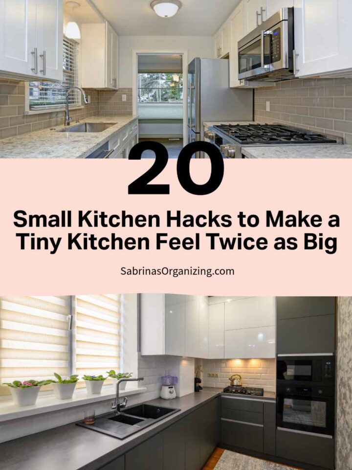 small kitchen image on the top and bottom - title in the center with a large 20 at the top of the title. - pinterest image