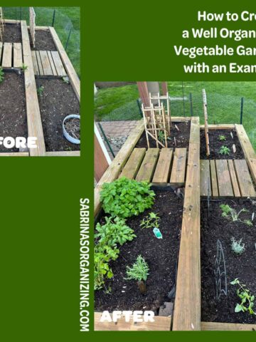 square image - title at top right - before and after garden image