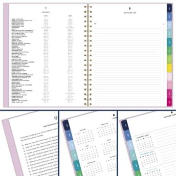 planner with colorful tabs and open book square image