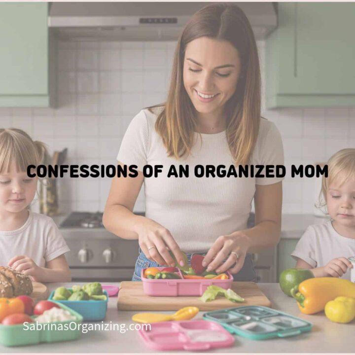 a mom and kids making lunch together with title at the center - square image