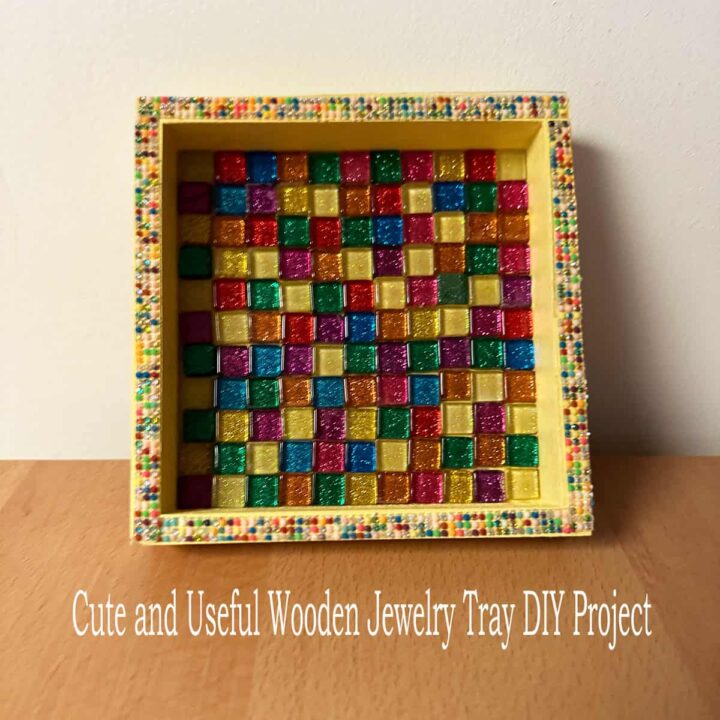 square image size - title at the bottom center - showing the inside of the wooden tray project