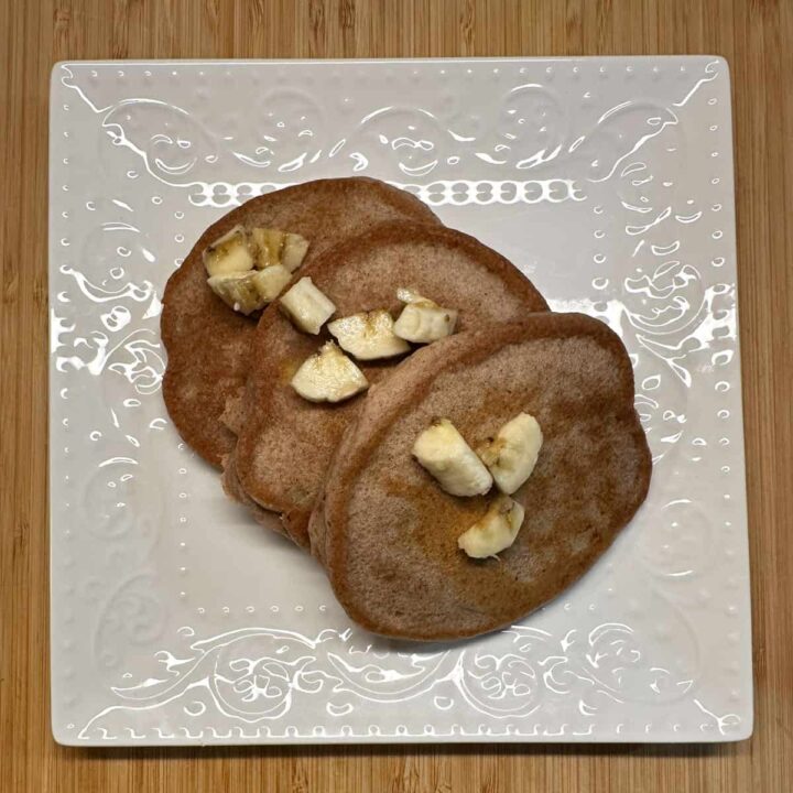 Banana pancake on a plate square image