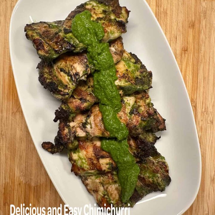 plate chicken thighs marinate chimichurri