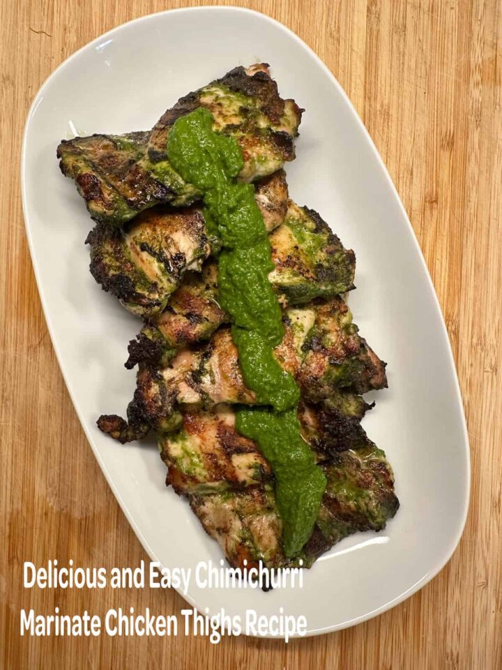 plate chicken thighs marinate chimichurri