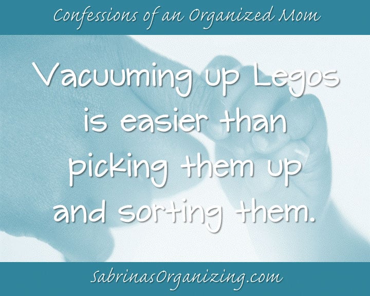vacuuming up legos is easier than picking them up and sorting them.