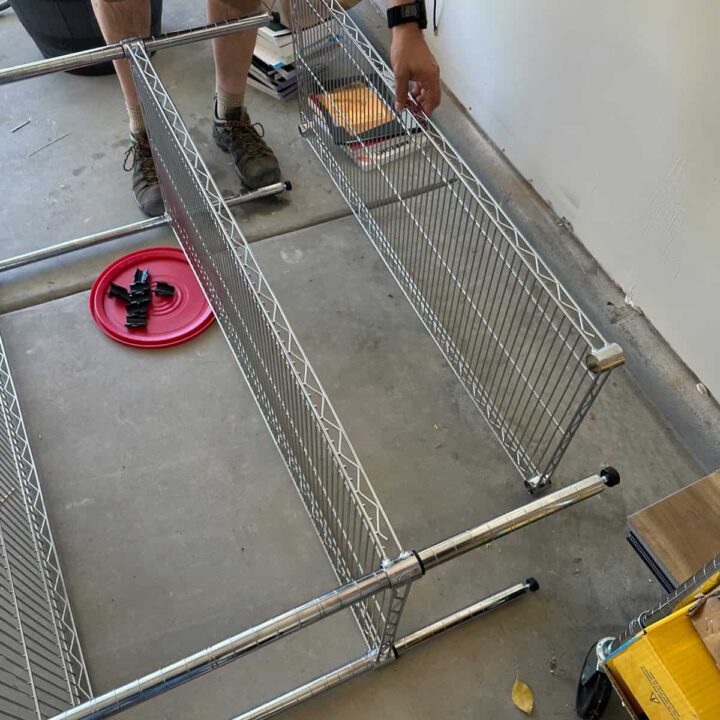 shelving laying on the floor - square image - we were assembling it.