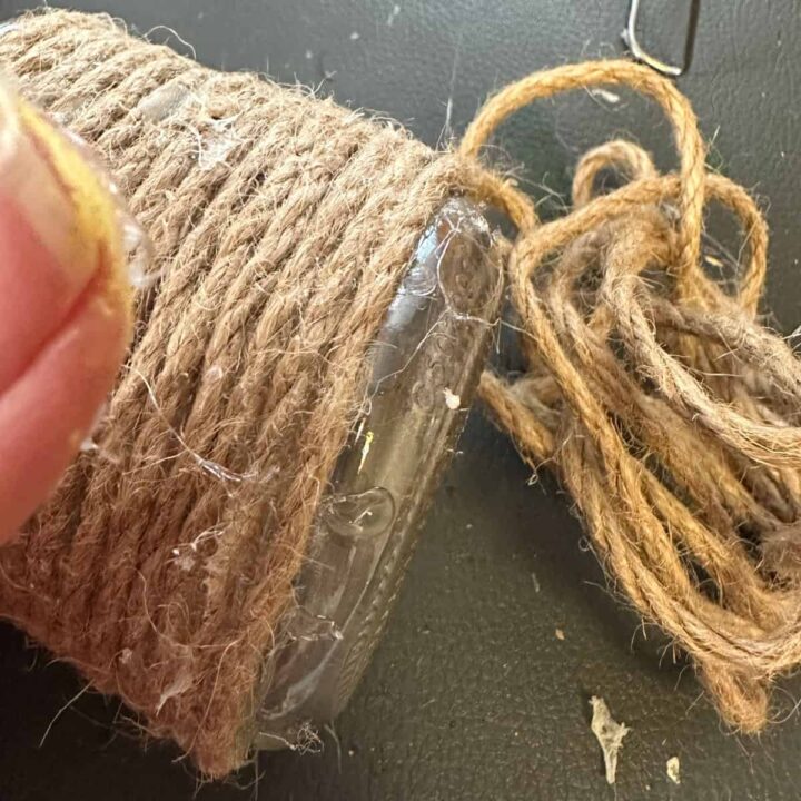 finish ending the jute rope to the jar - square image