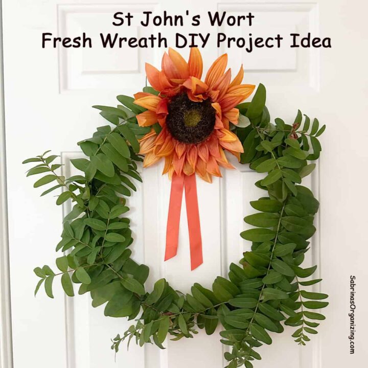 finished Wreath on the wall square image - title of post at the top center