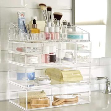 acrylic makeup organizer by the container store - holding makeup - ad