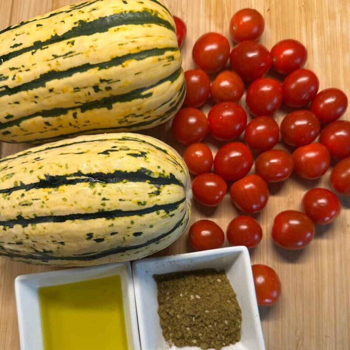 ingredients for this recipe displayed on a cutting board - square image