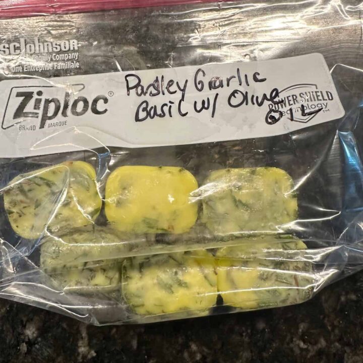 Parsley Basil Garlic Herb Bombs in Baggie - square image