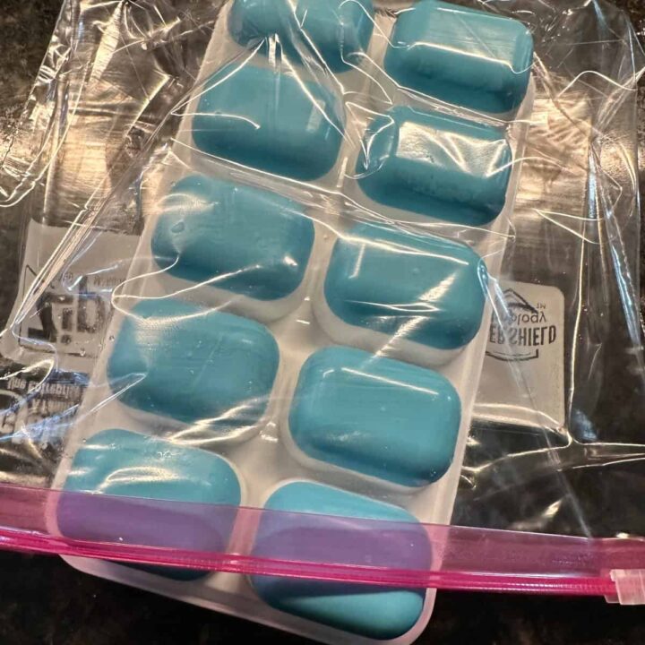 Ice cube tray turned over and placed in a baggie - square image