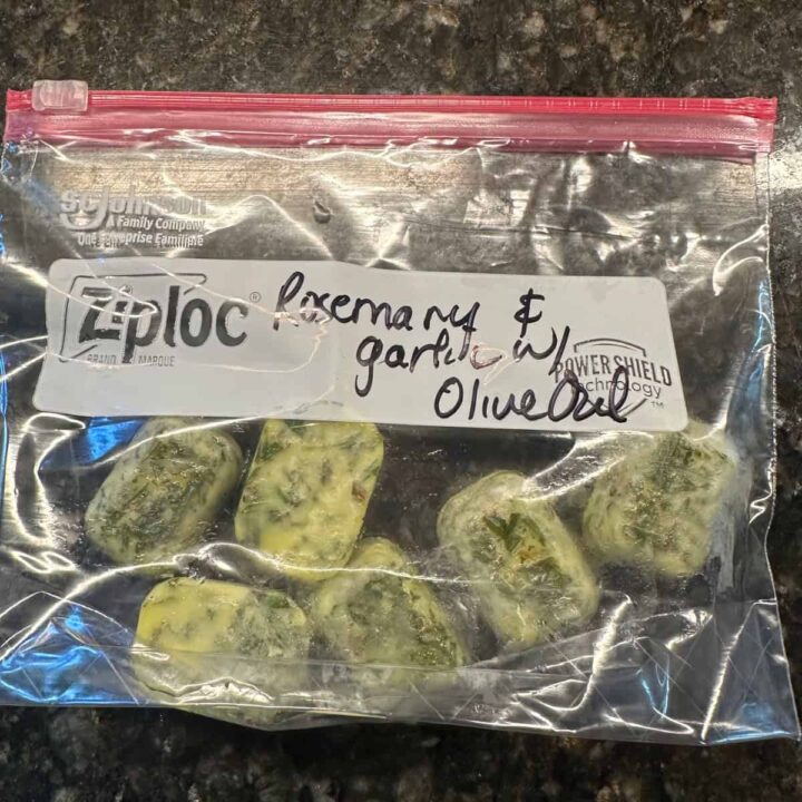 Rosemary and garlic with Olive Oil in Baggie - square image