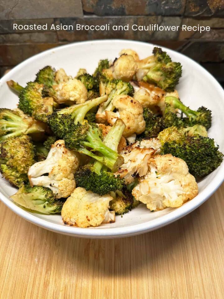 Broccoli and cauliflower in a bowl on a cutting board on pinterest size image