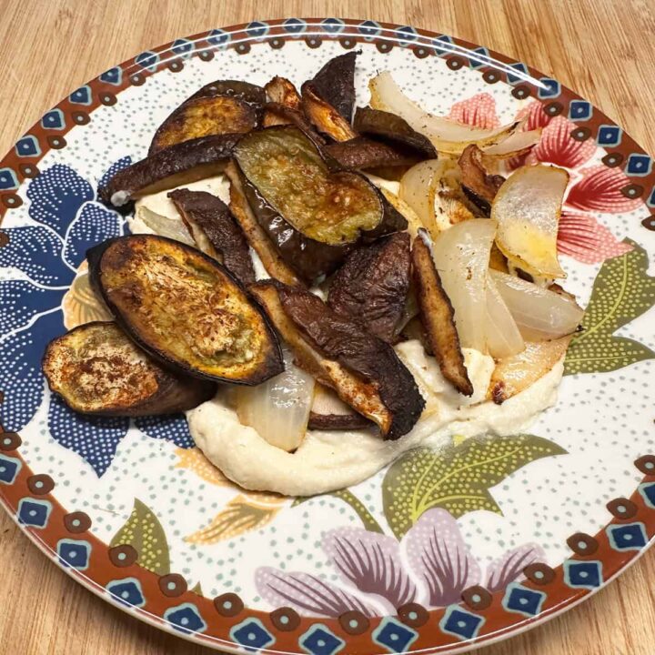 a serving of this Roasted Japanese Eggplant and Shiitake Mushrooms Recipe square image - no title