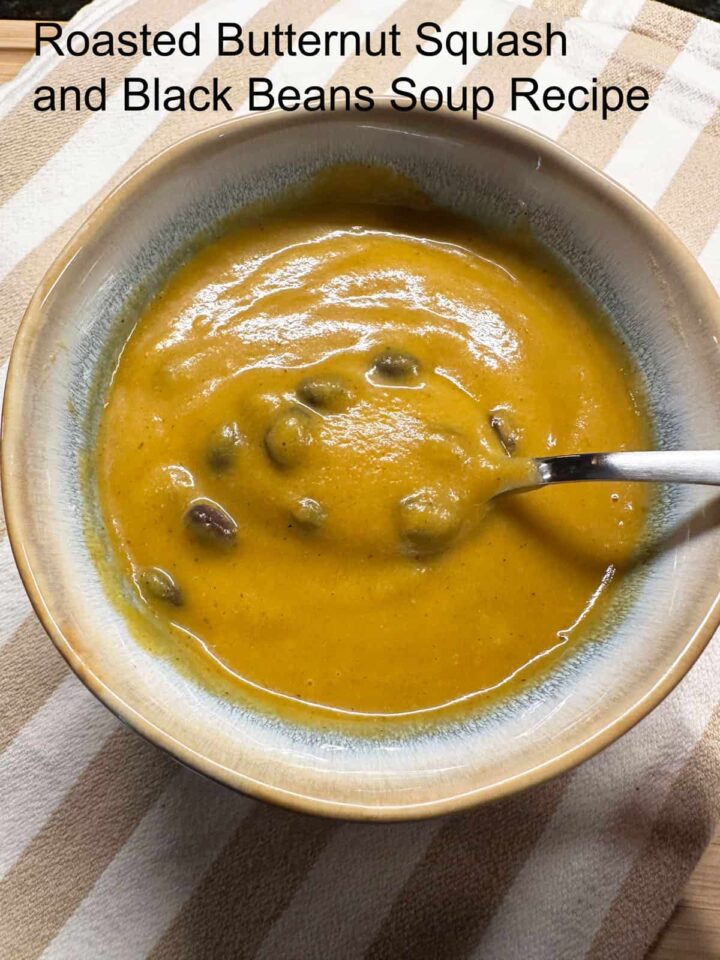 finished soup in a bowl - title at the top left - pinterest image