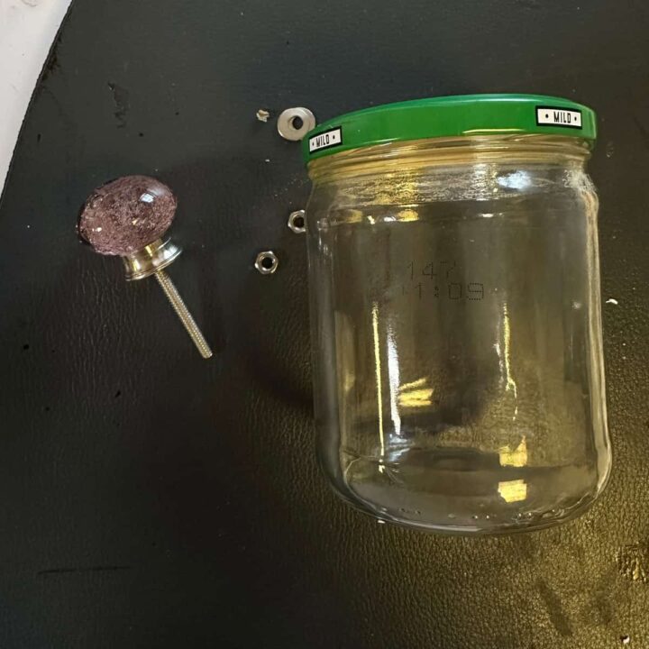 Before knob and glass jar and lid