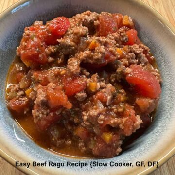 The finished dish in a bowl with the title at the bottom - square image