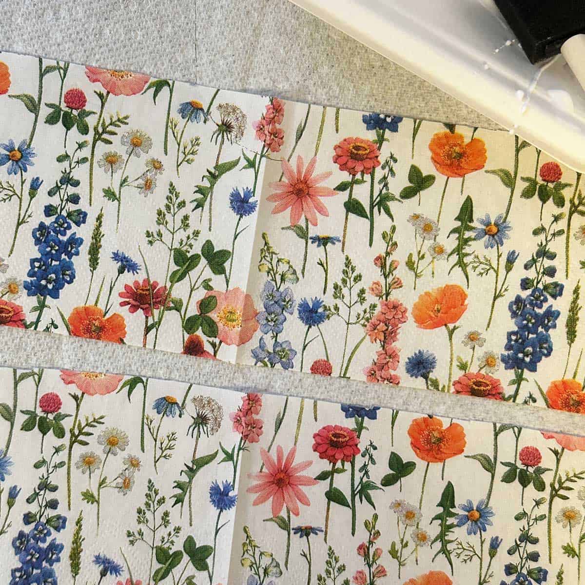 Cut tissue paper (2) to the 3.5 inches- square image