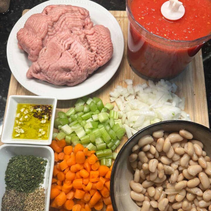 all the ingredients laid out on the cutting board square image