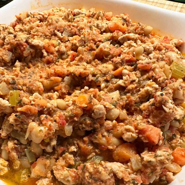 Turkey Ragu recipe in a platter square image