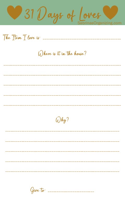 a sheet that shows what is described as page two on the post with the words 31 Days of Loves at the top - pinterest image size