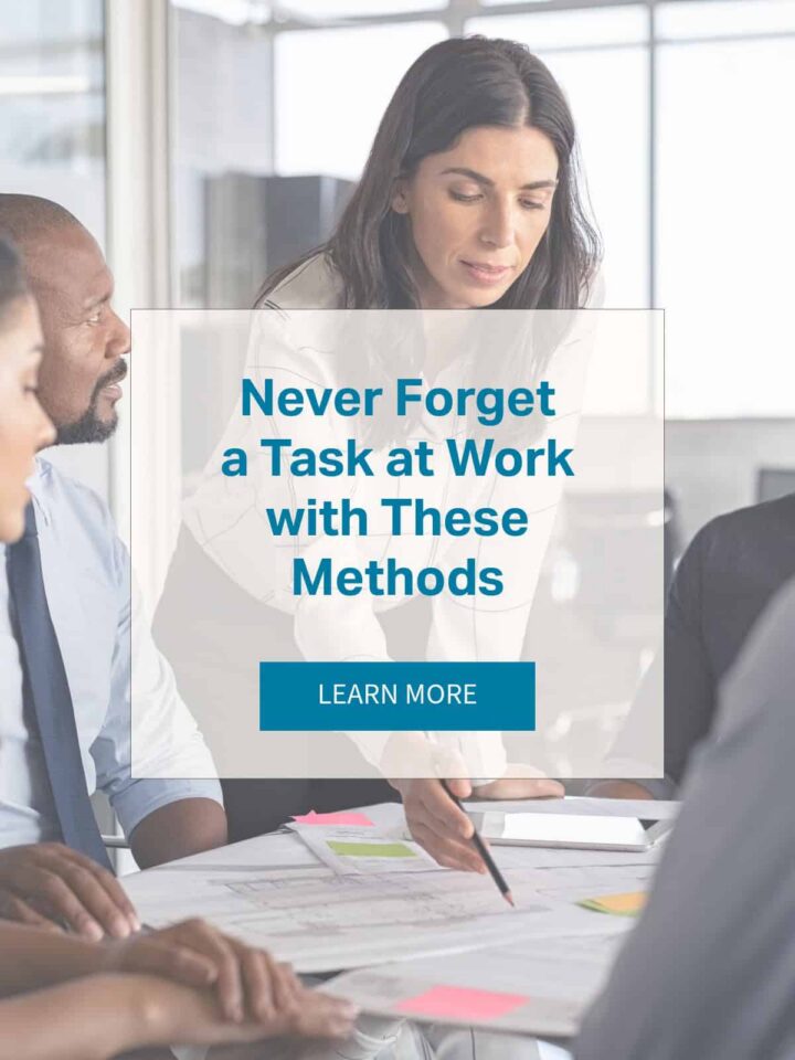 a person at a meeting point to the table with a pencil and talking to other people - title of post in the center square with the learn more button in the middle. pinterest image