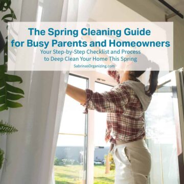 The title of the post is in the upder center in a rectangular transparent box below is a learn more button - a person is cleaning the windows in the background image - Square image size