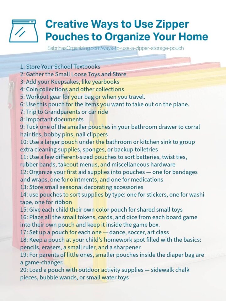 zipper pouch back ground and list of all the ideas - pinterest image