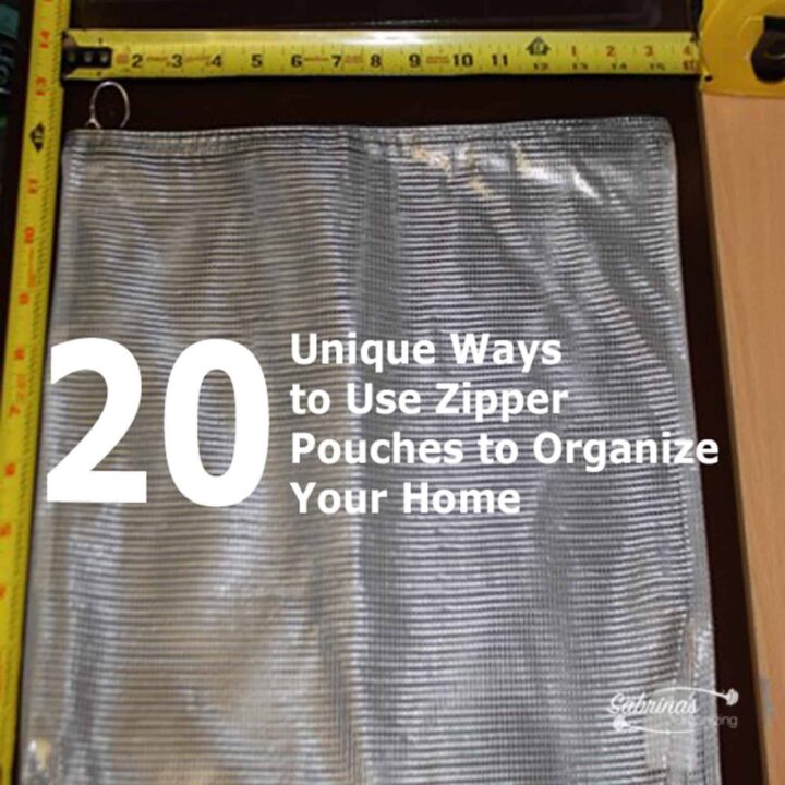square image - title in the center of the image - a ruler on top and on the left side - with the zipper pouch in the center