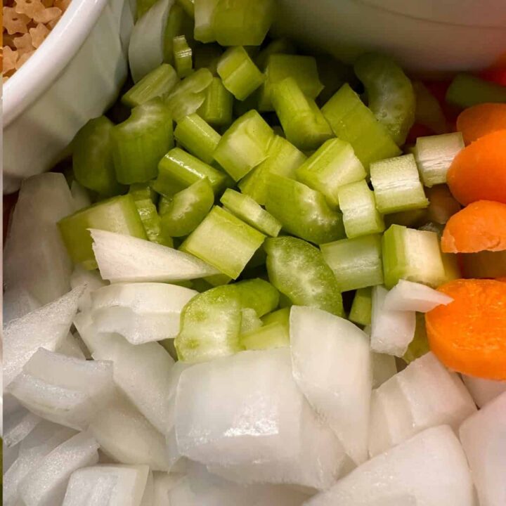 Celery, onion and carrot chopped square image