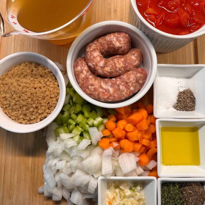 ingredients for this recipe on a cutting board measured out - square image